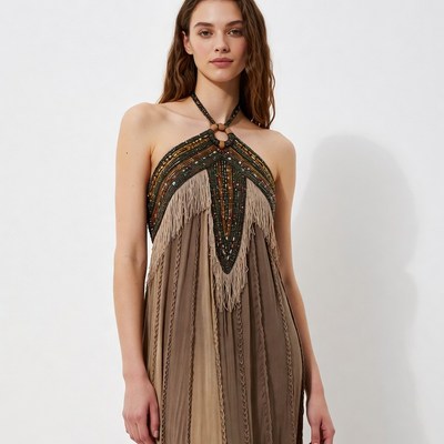 Woman in Beaded Fringe Dress