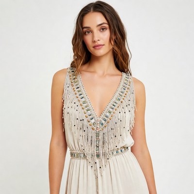 Woman in Beaded Fringe Dress