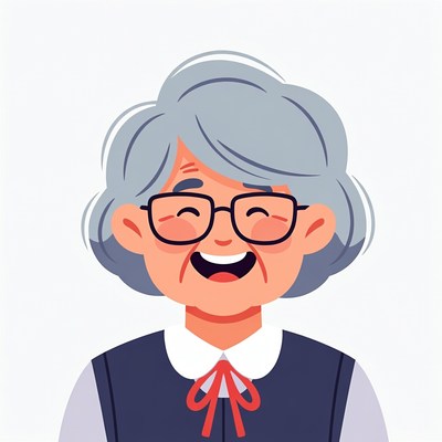 Smiling elderly woman illustration