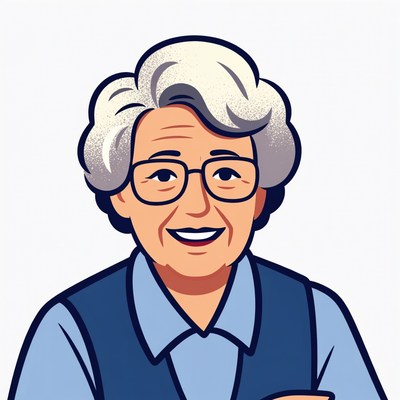 Smiling elderly woman illustration