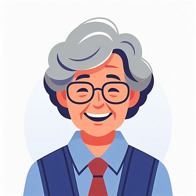Smiling elderly Asian man illustration