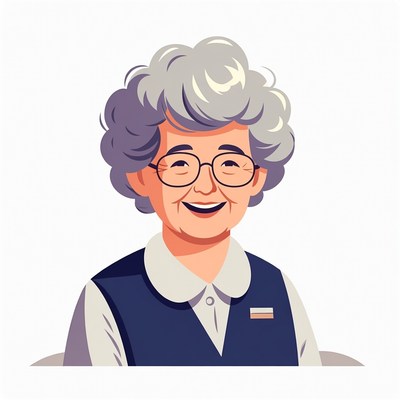 Smiling elderly woman illustration