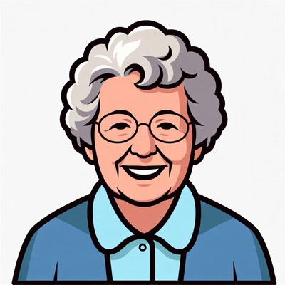 Smiling elderly woman illustration
