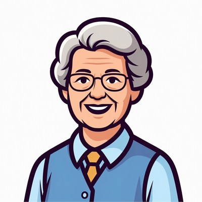 Smiling elderly woman illustration