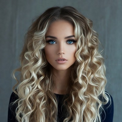 Beautiful woman with blonde curly hair