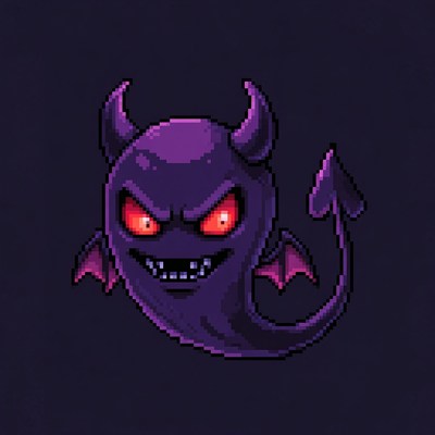 Purple Pixel Demon Ghost