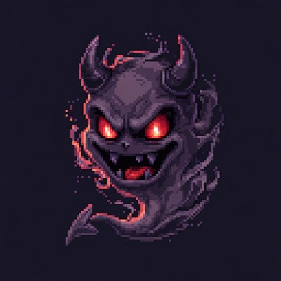 Pixel Art Demon Head