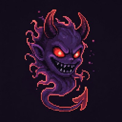 Pixel Art Demon Head