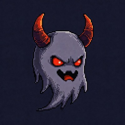 Pixel Art Ghost with Horns