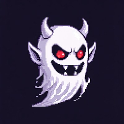 Pixel Art Cartoon Demon Ghost