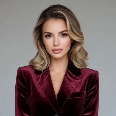 Woman in red blazer portrait