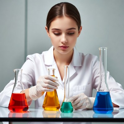 Woman scientist holding test tube in lab