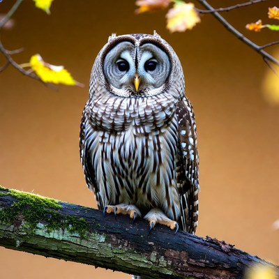 Barred Owl on Mossy Branch