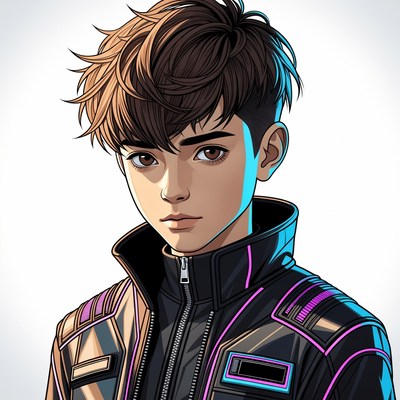 Anime boy in futuristic jacket