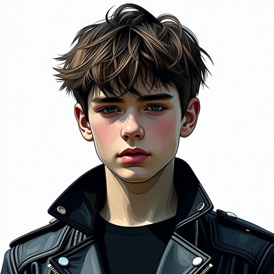 Young man in leather jacket portrait