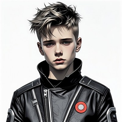 Young man in leather jacket