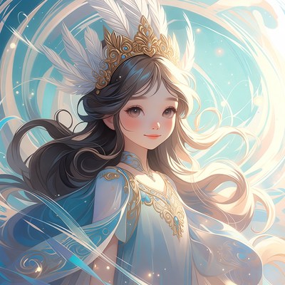 Anime girl in feathered crown