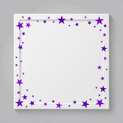 Purple Stars White Frame Border