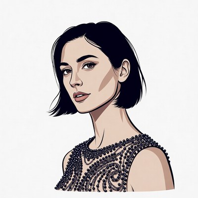 Woman with black bob hairstyle