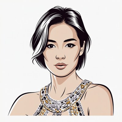 Asian woman with jeweled necklace