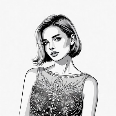 Woman in Beaded Dress Portrait