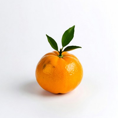 Mandarin Orange with Green Leaf