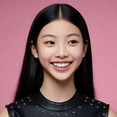 Asian girl smiling in black top