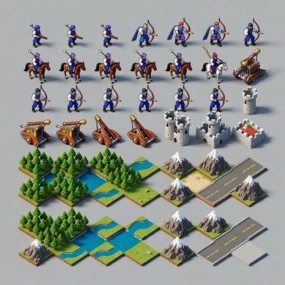 Isometric Medieval Army Game Tileset
