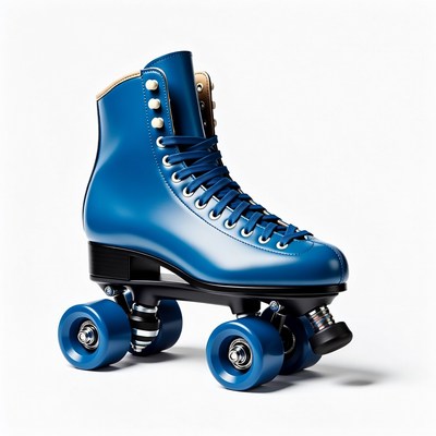 Blue leather roller skates