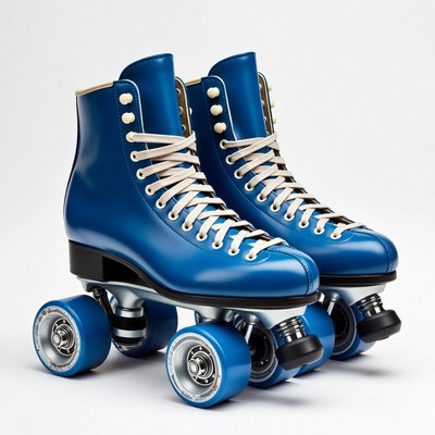 Blue Roller Skates on White Background