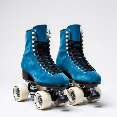 Teal Quad Roller Skates Pair