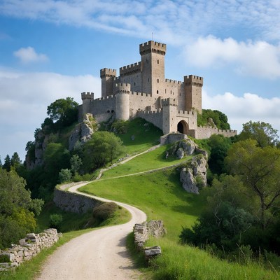 Medieval Castle on Rocky Hill