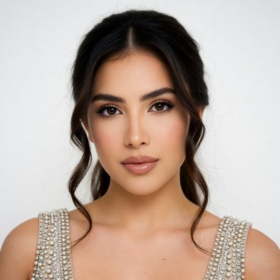 Beautiful woman in beaded dress