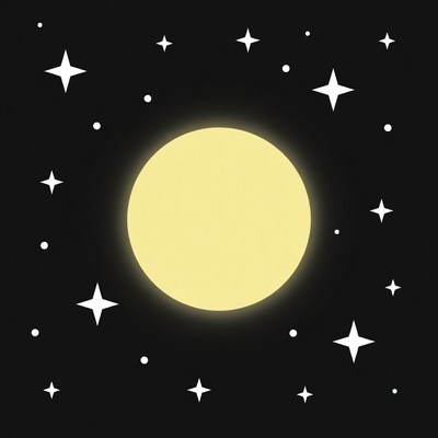 Bright full moon with stars