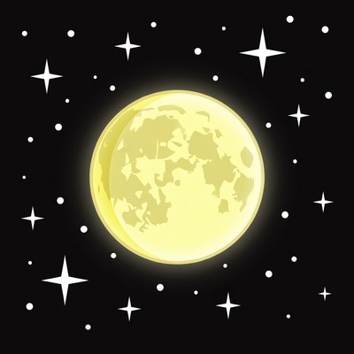 Full Moon with Stars Illustration