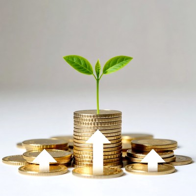 Money Plant Growing from Coins