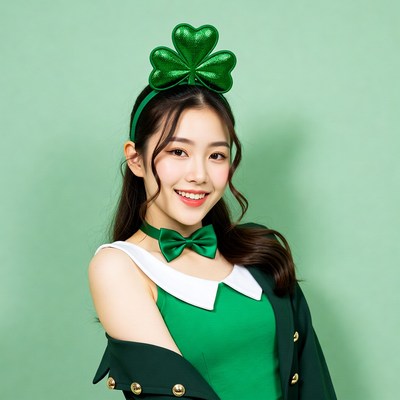 Asian woman in shamrock headband