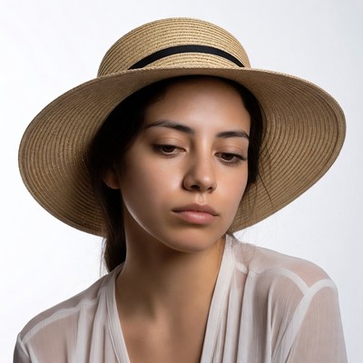Latina woman wearing straw hat