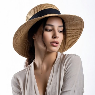 Woman wearing straw hat