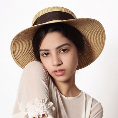 Woman wearing straw hat