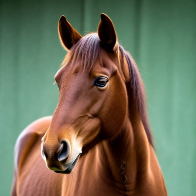 Brown horse with green background