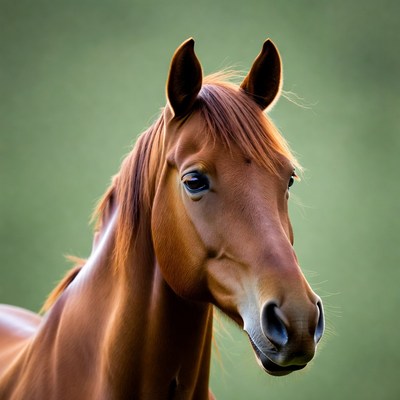 Closeup of brown horse head