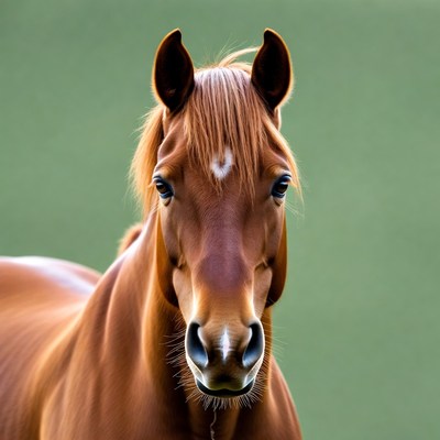 Closeup of chestnut horse head