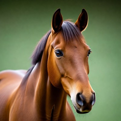 Brown horse close-up portrait