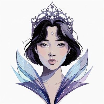 Asian woman with crown and wings