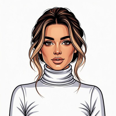 Beautiful woman in white turtleneck