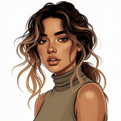 Beautiful woman with wavy brown hair