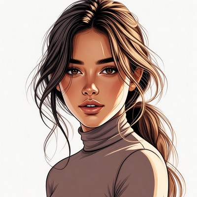 Beautiful woman with wavy brown hair