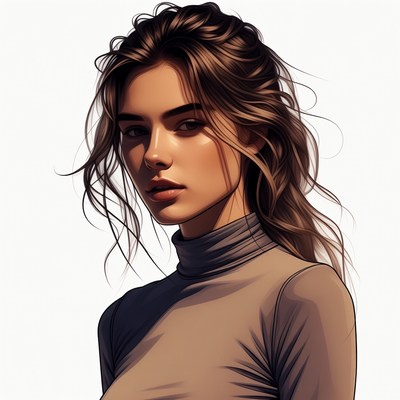 Beautiful woman with wavy brown hair