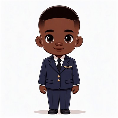 African-American boy in pilot uniform
